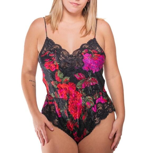 Lucie Ann II Vintage 70's Floral Teddy Romper High Cut Lingerie - Picture 2 of 10